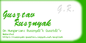 gusztav rusznyak business card